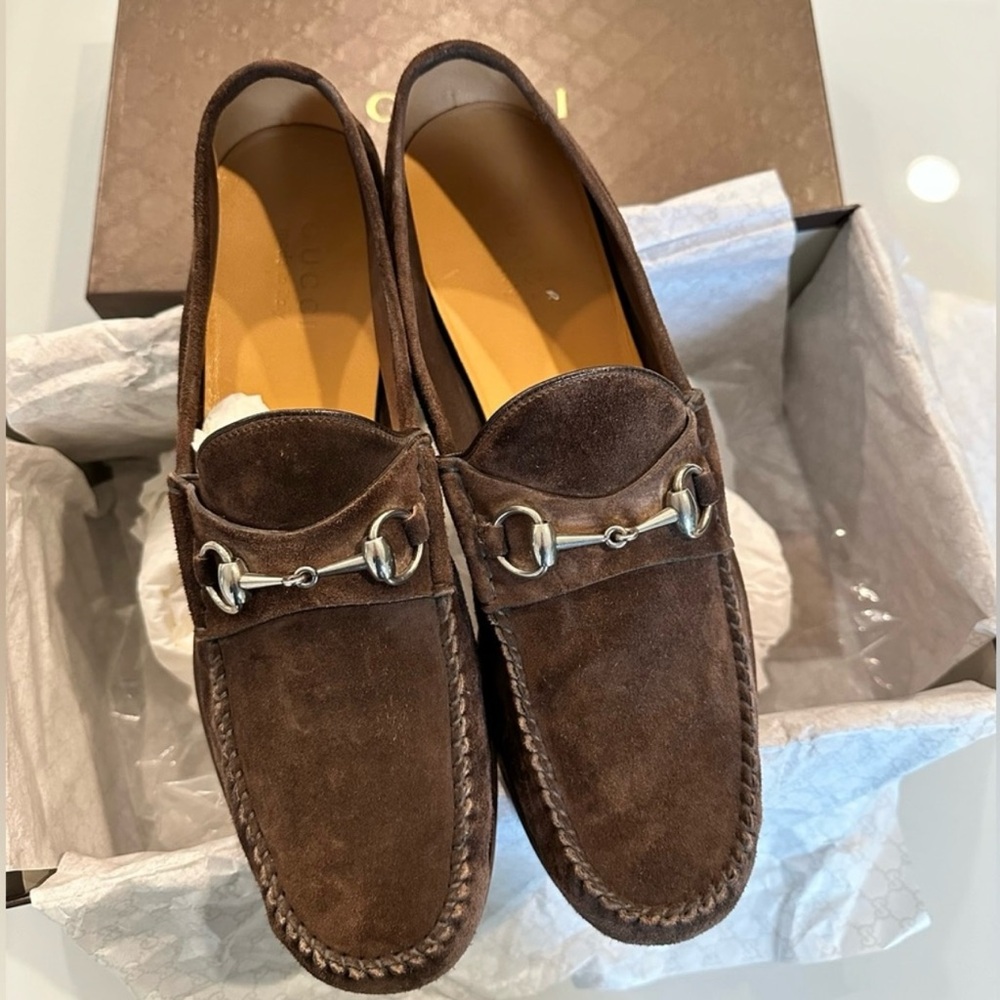 Gucci Suede Loafers. Like new, with box.